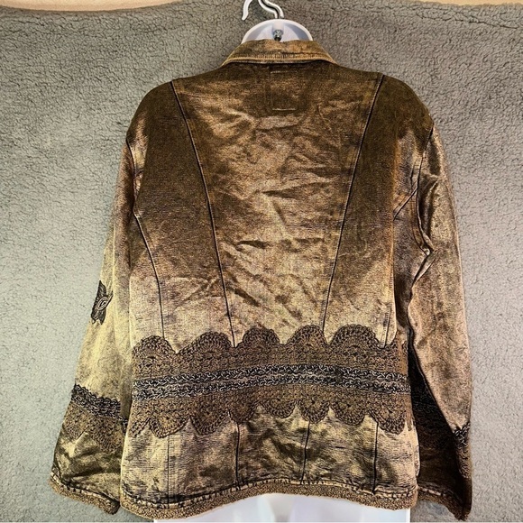 Flashback Vintage Jacket Women's Large Floral Embroidered‎ Crochet Beaded Coat - Picture 3 of 11